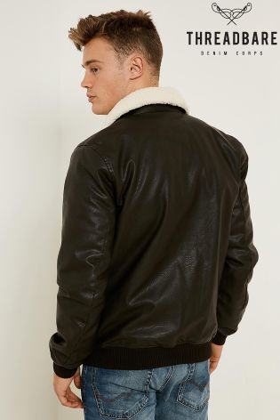 Threadbare PU Bomber Jacket